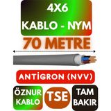 Öznur 4x6 Antigron (Nym) Kablo (Gri) Metre Seçenekli - 70 METRE