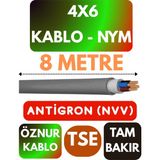 Öznur 4x6 Antigron (Nym) Kablo (Gri) Metre Seçenekli - 8 METRE