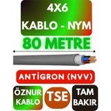 Öznur 4x6 Antigron (Nym) Kablo (Gri) Metre Seçenekli - 80 METRE