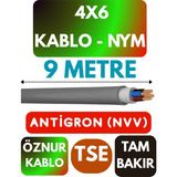 Öznur 4x6 Antigron (Nym) Kablo (Gri) Metre Seçenekli - 9 METRE