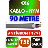 Öznur 4x6 Antigron (Nym) Kablo (Gri) Metre Seçenekli - 90 METRE