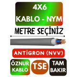 Öznur 4X6 Antigron (Nym) Kablo (Gri) Metre Seçenekli