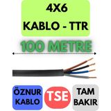 Öznur 4x6 Ttr Kablo Metre Seçenekli (Siyah) - 100 METRE
