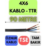 Öznur 4x6 Ttr Kablo Metre Seçenekli (Siyah) - 90 METRE