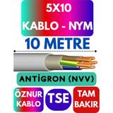 Öznur 5X10 Antigron (Nym) Kablo (Gri) Metre Seçenekli - 10 METRE
