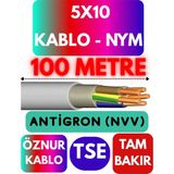 Öznur 5X10 Antigron (Nym) Kablo (Gri) Metre Seçenekli - 100 METRE
