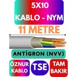 Öznur 5X10 Antigron (Nym) Kablo (Gri) Metre Seçenekli - 11 METRE