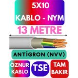 Öznur 5X10 Antigron (Nym) Kablo (Gri) Metre Seçenekli - 13 METRE