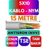 Öznur 5X10 Antigron (Nym) Kablo (Gri) Metre Seçenekli - 15 METRE
