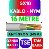 Öznur 5X10 Antigron (Nym) Kablo (Gri) Metre Seçenekli - 16 METRE