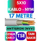 Öznur 5X10 Antigron (Nym) Kablo (Gri) Metre Seçenekli - 17 METRE