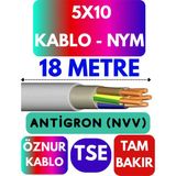 Öznur 5X10 Antigron (Nym) Kablo (Gri) Metre Seçenekli - 18 METRE