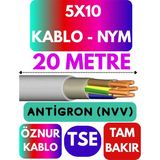 Öznur 5X10 Antigron (Nym) Kablo (Gri) Metre Seçenekli - 20 METRE