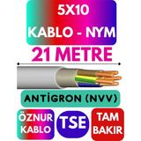 Öznur 5X10 Antigron (Nym) Kablo (Gri) Metre Seçenekli - 21 METRE