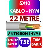 Öznur 5X10 Antigron (Nym) Kablo (Gri) Metre Seçenekli - 22 METRE