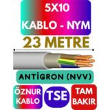 Öznur 5X10 Antigron (Nym) Kablo (Gri) Metre Seçenekli - 23 METRE