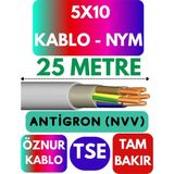 Öznur 5X10 Antigron (Nym) Kablo (Gri) Metre Seçenekli - 25 METRE