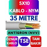 Öznur 5X10 Antigron (Nym) Kablo (Gri) Metre Seçenekli - 35 METRE