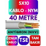Öznur 5X10 Antigron (Nym) Kablo (Gri) Metre Seçenekli - 40 METRE