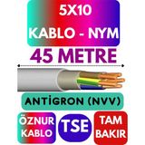 Öznur 5X10 Antigron (Nym) Kablo (Gri) Metre Seçenekli - 45 METRE