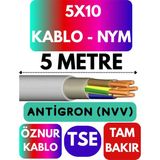 Öznur 5X10 Antigron (Nym) Kablo (Gri) Metre Seçenekli - 5 METRE