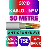 Öznur 5X10 Antigron (Nym) Kablo (Gri) Metre Seçenekli - 50 METRE