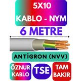 Öznur 5X10 Antigron (Nym) Kablo (Gri) Metre Seçenekli - 6 METRE