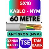 Öznur 5X10 Antigron (Nym) Kablo (Gri) Metre Seçenekli - 60 METRE