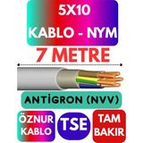 Öznur 5X10 Antigron (Nym) Kablo (Gri) Metre Seçenekli - 7 METRE