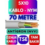 Öznur 5X10 Antigron (Nym) Kablo (Gri) Metre Seçenekli - 70 METRE