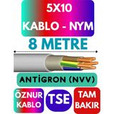 Öznur 5X10 Antigron (Nym) Kablo (Gri) Metre Seçenekli - 8 METRE