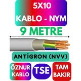 Öznur 5X10 Antigron (Nym) Kablo (Gri) Metre Seçenekli - 9 METRE
