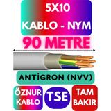 Öznur 5X10 Antigron (Nym) Kablo (Gri) Metre Seçenekli - 90 METRE