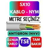 Öznur 5X10 Antigron (Nym) Kablo (Gri) Metre Seçenekli
