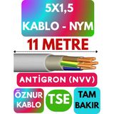 Öznur 5x1,5 Antigron (Nym) Kablo (Gri) Metre Seçenekli - 11 METRE