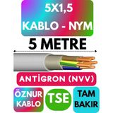 Öznur 5x1,5 Antigron (Nym) Kablo (Gri) Metre Seçenekli - 5 METRE