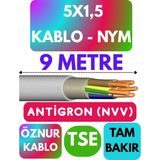 Öznur 5x1,5 Antigron (Nym) Kablo (Gri) Metre Seçenekli - 9 METRE