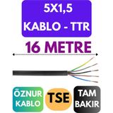 Öznur 5x1,5 Ttr Kablo Metre Seçenekli (Siyah) - 16 METRE