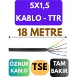 Öznur 5x1,5 Ttr Kablo Metre Seçenekli (Siyah) - 18 METRE