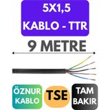 Öznur 5x1,5 Ttr Kablo Metre Seçenekli (Siyah) - 9 METRE
