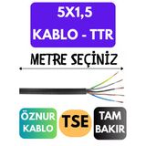 Öznur 5X1,5 Ttr Kablo Metre Seçenekli (Siyah)