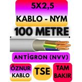 Öznur 5x2,5 Antigron (Nym) Kablo (Gri) Metre Seçenekli - 100 METRE