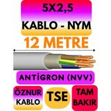 Öznur 5x2,5 Antigron (Nym) Kablo (Gri) Metre Seçenekli - 12 METRE