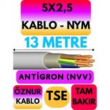 Öznur 5x2,5 Antigron (Nym) Kablo (Gri) Metre Seçenekli - 13 METRE