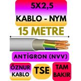 Öznur 5x2,5 Antigron (Nym) Kablo (Gri) Metre Seçenekli - 15 METRE