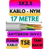 Öznur 5x2,5 Antigron (Nym) Kablo (Gri) Metre Seçenekli - 17 METRE