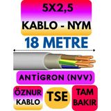 Öznur 5x2,5 Antigron (Nym) Kablo (Gri) Metre Seçenekli - 18 METRE