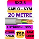 Öznur 5x2,5 Antigron (Nym) Kablo (Gri) Metre Seçenekli - 20 METRE