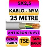 Öznur 5x2,5 Antigron (Nym) Kablo (Gri) Metre Seçenekli - 25 METRE
