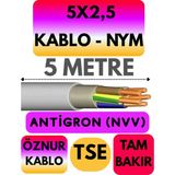 Öznur 5x2,5 Antigron (Nym) Kablo (Gri) Metre Seçenekli - 5 METRE